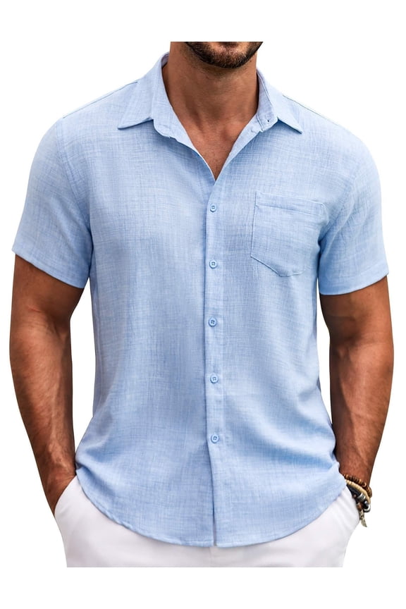 Mens Summer Button Down Shirts Short Sleeve Casual Summer Shirts Beach Wedding Shirts