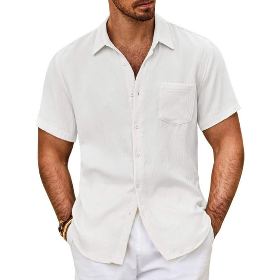 COOFANDY Mens Short Sleeve Dress Shirts Casual Summer Button Down Shirt with Pocket