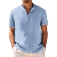 thumbnail image 1 of COOFANDY Mens Summer Henley Shirts Button Vacation Shirt Collarless Casual T-Shirts, 1 of 7