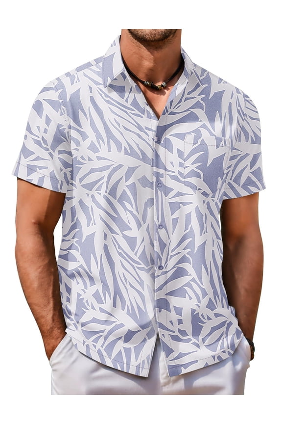 Mens Summer Shirt Button Up Short Sleeve Hawaii Shirt Printed Vacation Beach