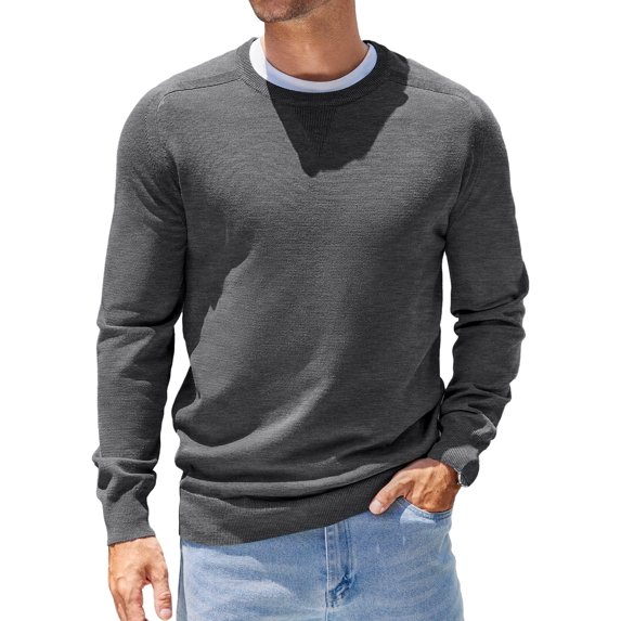 COOFANDY Mens Sweater Crewneck Pullover Long Sleeve Lightweight Sweater Plain Knit Sweater