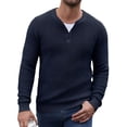 thumbnail image 1 of COOFANDY Mens Henley Waffle Pullover Sweater, Button Crewneck Casual Textured Sweaters, 1 of 8