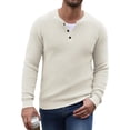 thumbnail image 1 of COOFANDY Mens Henley Waffle Pullover Sweater, Button Crewneck Casual Textured Sweaters, 1 of 8