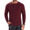 thumbnail image 1 of COOFANDY Mens Henley Waffle Pullover Sweater, Button Crewneck Casual Textured Sweaters, 1 of 8