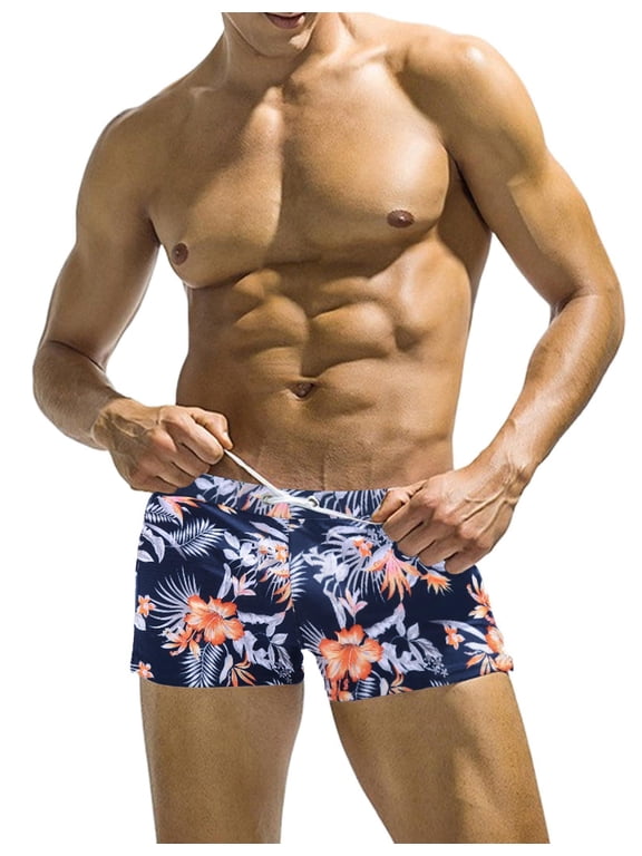 Men's Swim Trunks Tight Quick Dry Beach Briefs Swimwear Boxer Swim Shorts with Pocket