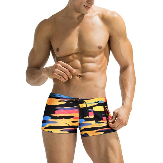 COOFANDY Men's Swim Tunks Sexy Swim Brief Square Leg Swimwear Swimming Short Bathing Suit wiht Zipper Pocket