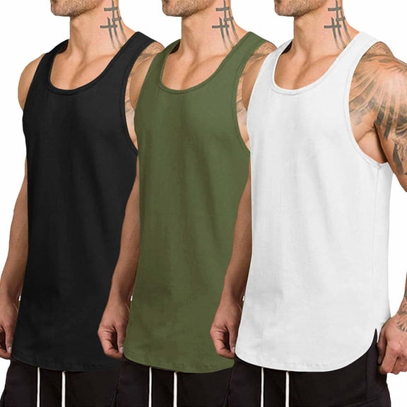 COOFANDY Mens Tank Tops Summer Undershirts Tank Men's Cotton Sleeveless T-Shirt Breathable Sleeveless Shirts Pack