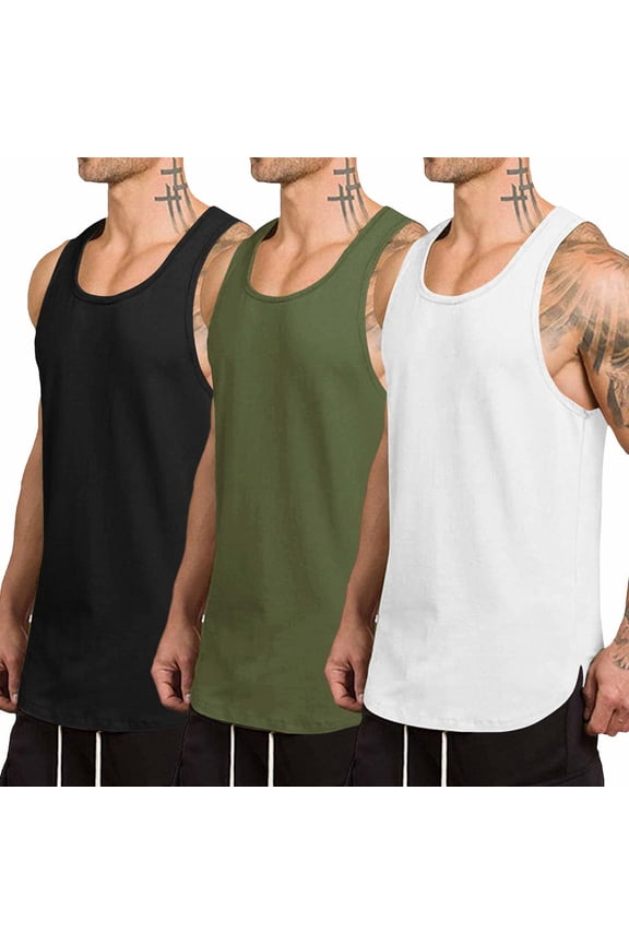Mens Tank Tops Summer Undershirts Tank Men's Cotton Sleeveless T-Shirt Breathable Sleeveless Shirts Pack