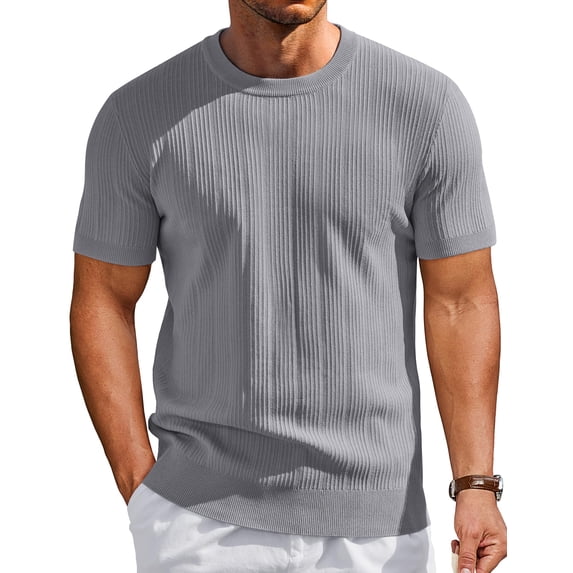 COOFANDY Mens Tee Shirts Casual Stylish Summer Tshirts Short Sleeve Knit Sweater Shirts