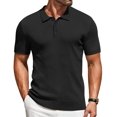 thumbnail image 1 of COOFANDY Mens Textured Polo Shirts Crochet Button Down Shirts Short Sleeve Collared Shirts, 1 of 5