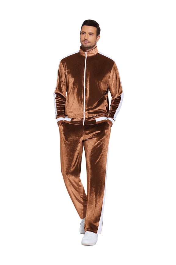 Mens Tracksuit 2 Piece Set Velour Sweatsuit Jogging Suits Full Zip Jacket Pants Outfits Christmas Gift for Men