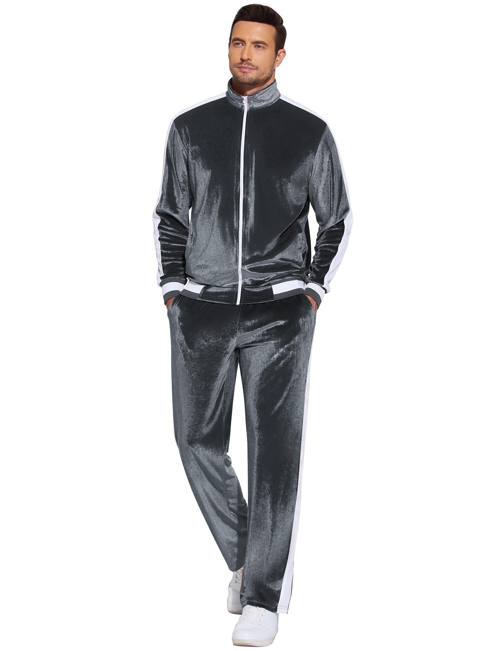 COOFANDY Mens Tracksuit 2 Piece Set Velour Sweatsuit Jogging Suits