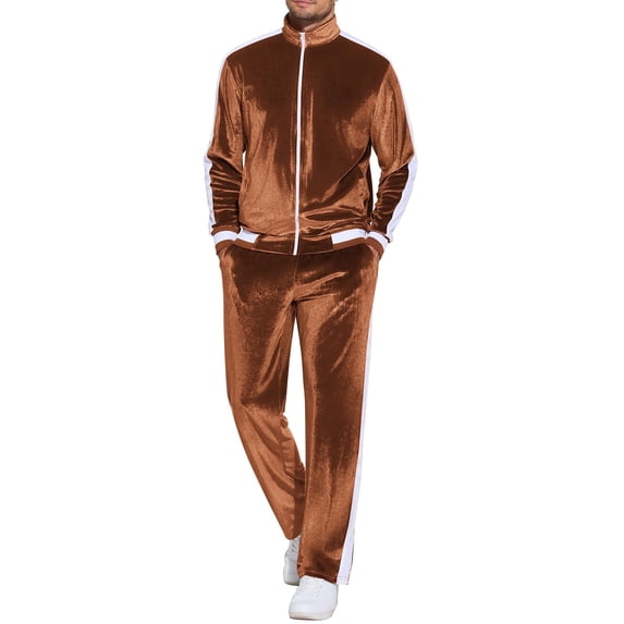 COOFANDY Mens Tracksuit 2 Piece Set Velour Velvet Sweatsuit Jogging Suits Full Zip Jacket Pants Outfits