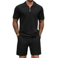 thumbnail image 1 of COOFANDY Mens Tracksuit Casual 2 Piece Quarter Zip Polo Shirt and Shorts Set Athletic Jogging Sports, 1 of 9