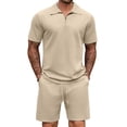 thumbnail image 1 of COOFANDY Mens Tracksuit Casual 2 Piece Quarter Zip Polo Shirt and Shorts Set Athletic Jogging Sports, 1 of 9