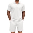 thumbnail image 1 of COOFANDY Mens Tracksuit Casual 2 Piece Quarter Zip Polo Shirt and Shorts Set Athletic Jogging Sports, 1 of 8