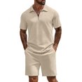 thumbnail image 1 of COOFANDY Mens Tracksuit Casual 2 Piece Quarter Zip Polo Shirt and Shorts Set Athletic Jogging Sports, 1 of 7