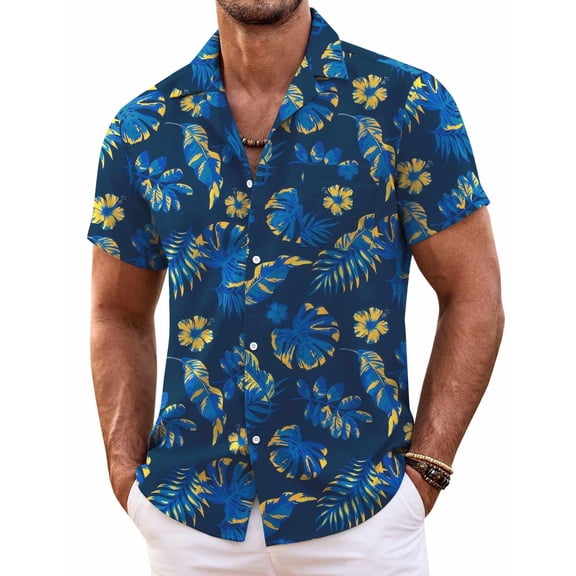 COOFANDY Mens Tropical Shirts Short Sleeve Hawaiian Shirts Vacation Casual Beachwear