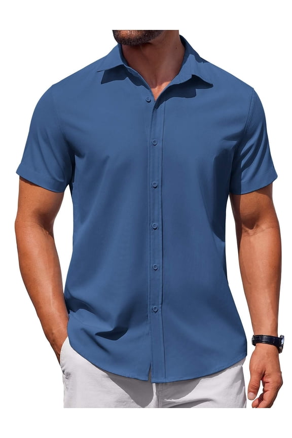 Mens Untucked Short Sleeve Shirt Button Up Shirt Untucked Dress Shirts Summer Beach Wedding