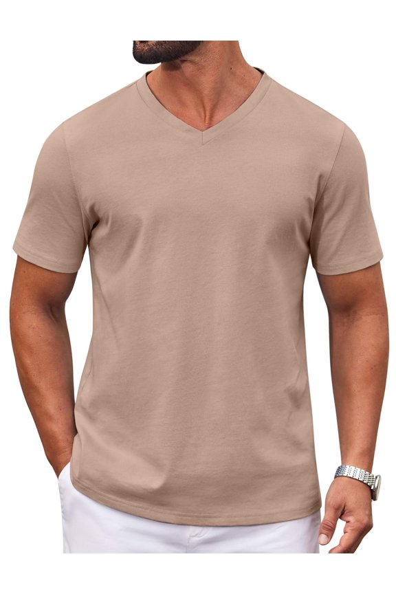 Mens V Neck T Shirts Cotton Short Sleeve Casual Summer Shirts Basic T Shirt