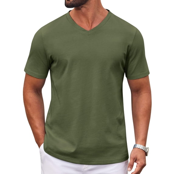 COOFANDY Mens V Neck T Shirts Cotton Short Sleeve Casual Summer Shirts Basic T Shirt