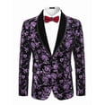 thumbnail image 1 of COOFANDY Mens Velvet Blazer Black Floral Tuxedo Jacket Regular Fit Party Dinner Jacket, 1 of 11