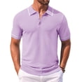 thumbnail image 1 of COOFANDY Mens Vintage Polo Shirts Casual Knit Short Sleeve Button Down Stretch Shirts Classic Golf Shirts, 1 of 2
