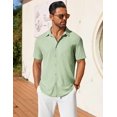 thumbnail image 1 of COOFANDY Mens Waffle Shirts Short Sleeve Button Down Untucked Shirt Summer Wedding Shirt, 1 of 7