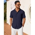 thumbnail image 1 of COOFANDY Mens Waffle Shirts Short Sleeve Button Down Untucked Shirt Summer Wedding Shirt, 1 of 5