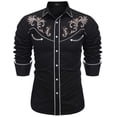 thumbnail image 1 of COOFANDY Men's Western Cowboy Shirt Embroidered Long Sleeve Slim Fit Casual Button Down Shirts for Men, 1 of 7