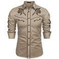 thumbnail image 1 of COOFANDY Mens Western Cowboy Shirt Embroidered Denim Long Sleeve Casual Button Down Shirt, 1 of 7