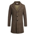 thumbnail image 1 of COOFANDY Men's Classic Wool Blend Peacoat - Winter Trench Style, Notched Lapel, Single Breasted with Pockets, 1 of 6