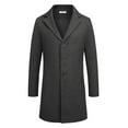 thumbnail image 1 of COOFANDY Men's Classic Wool Blend Peacoat - Winter Trench Style, Notched Lapel, Single Breasted with Pockets, 1 of 6