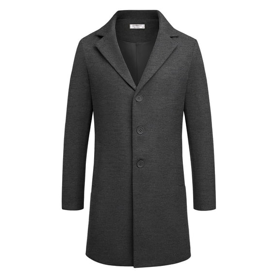 COOFANDY Men's Classic Wool Blend Peacoat - Winter Trench Style, Notched Lapel, Single Breasted with Pockets