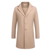 Men's Classic Wool Blend Peacoat - Winter Trench Style, Notched Lapel, Single Breasted with Pockets