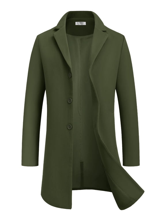 Mens Wool Blend Coat Winter Trench Overcoat Classic Peacoat