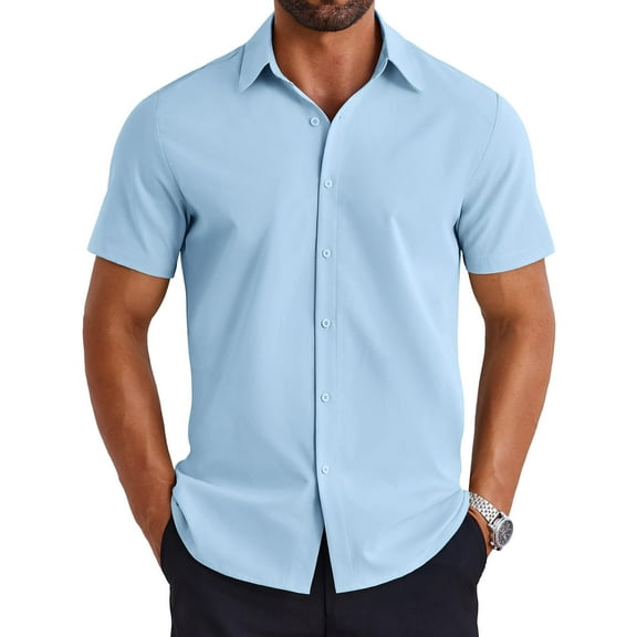 COOFANDY Men's Dress Shirts Short Sleeve Business Regular Fit Button Down Shirts