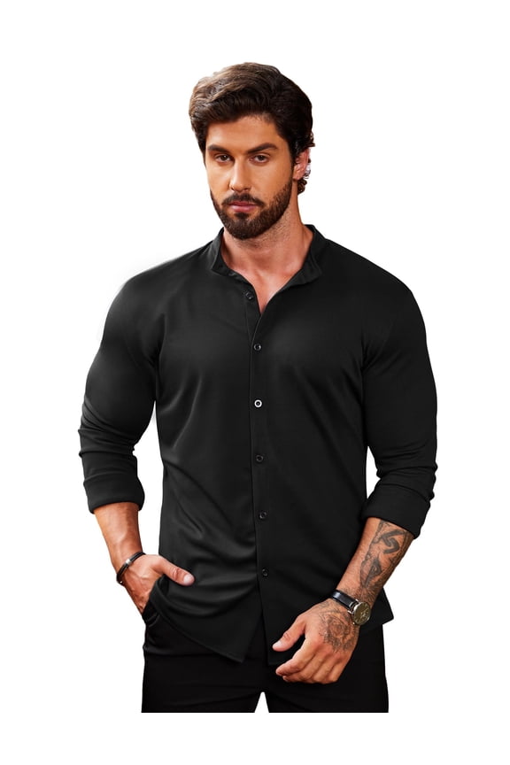 Men's Long Sleeve Button Up Dress Shirts - Athletic Fitted Slim Fit
