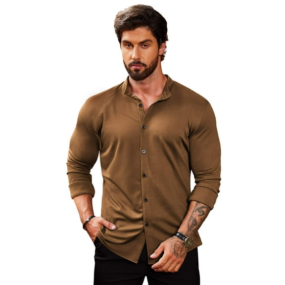 COOFANDY Men's Long Sleeve Button Up Dress Shirts - Athletic Fitted Slim Fit
