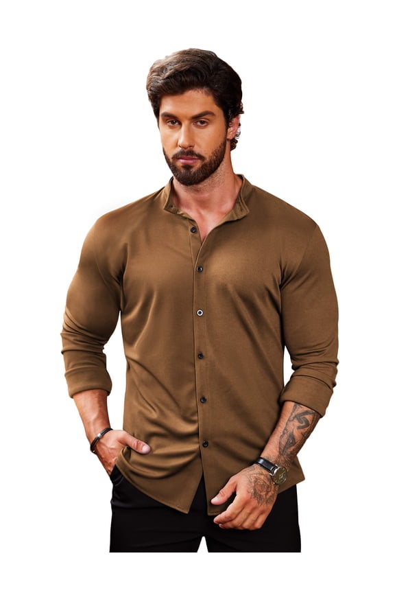Men's Long Sleeve Button Up Dress Shirts - Athletic Fitted Slim Fit
