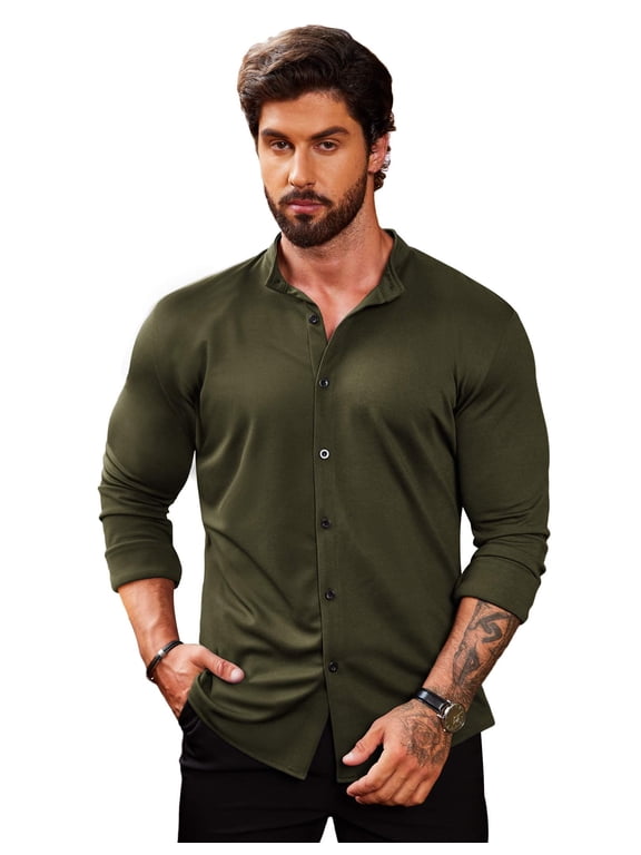Men's Long Sleeve Button Up Dress Shirts - Athletic Fitted Slim Fit