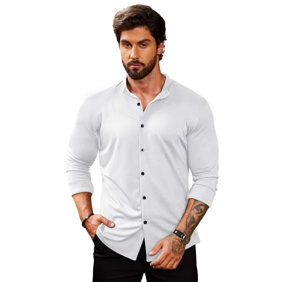 COOFANDY Men's Long Sleeve Button Up Dress Shirts - Athletic Fitted Slim Fit