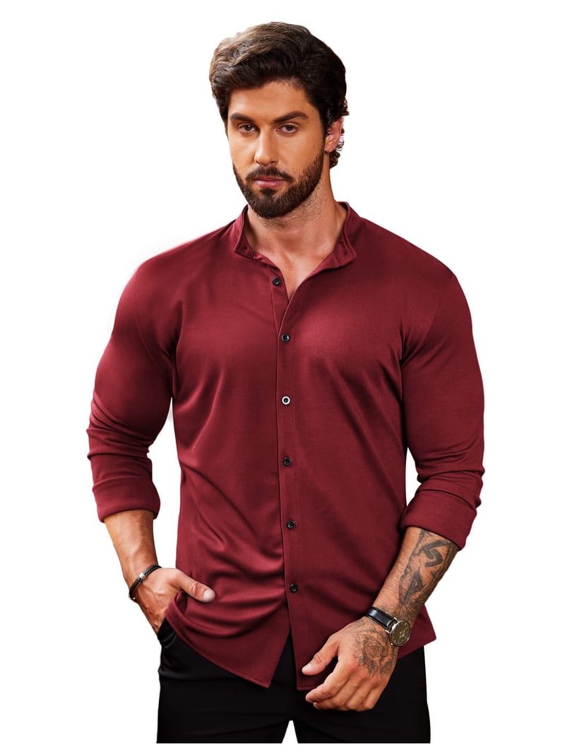 white christmas dresses Semi-Fitted Black Stretch Shirt