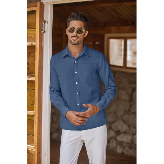 COOFANDY Men's Oxford Chambray Wrinkle Free Slim Fit Shirt Casual Button Down Shirts