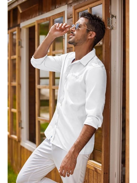 Men's Long Sleeve Oxford Shirt Cotton Button Down Regular Fit Dress Shirts