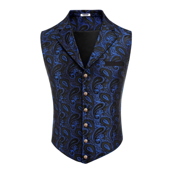 COOFANDY Paisley Vests for Men Victorian Suit Vest Gothic Tuxedo Vests Retro Vest