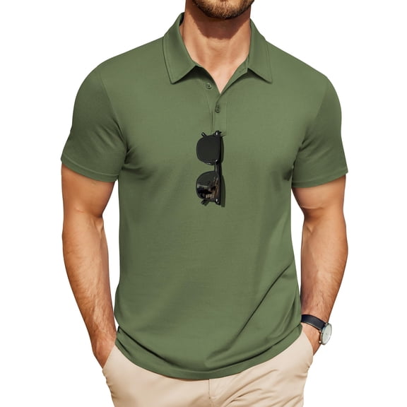 COOFANDY Polo Shirts for Men Casual Work Summer Collar T-Shirts Dress Button Polo Classic Basic Golf Tees