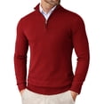 thumbnail image 1 of COOFANDY Mens Slim Fit 1/4 Zip Up Mock Neck Polo Sweater Casual Long Sleeve Sweater Pullover Sweaters, 1 of 17
