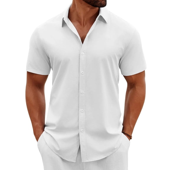 COOFANDY Men's Button Down Shirts Short Sleeve Casual Summer Beach Shirts Vacation Wedding Shirts