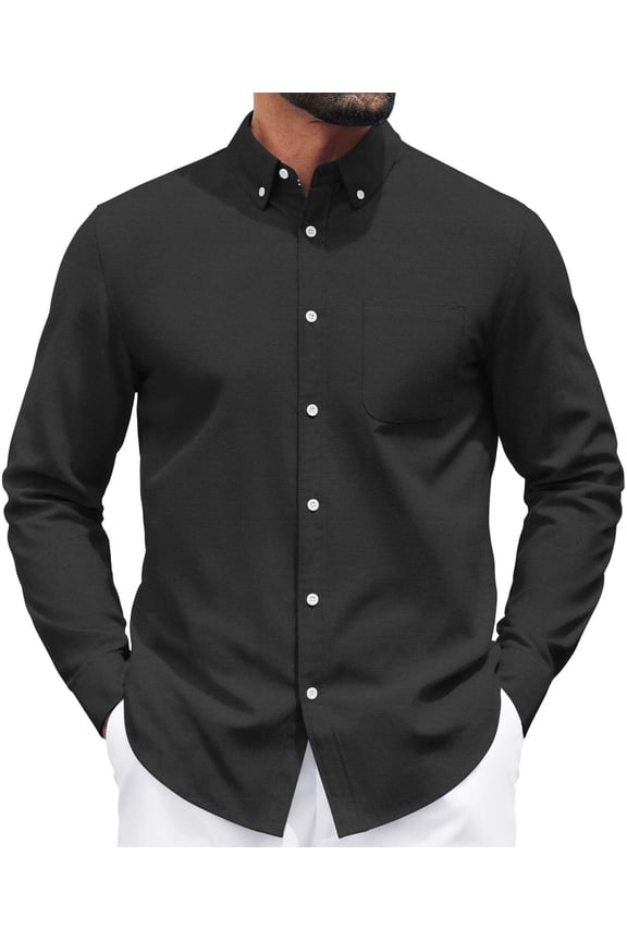 Mens Black Dress Shirts Button Down Shirt Long Sleeve Oxford Shirts